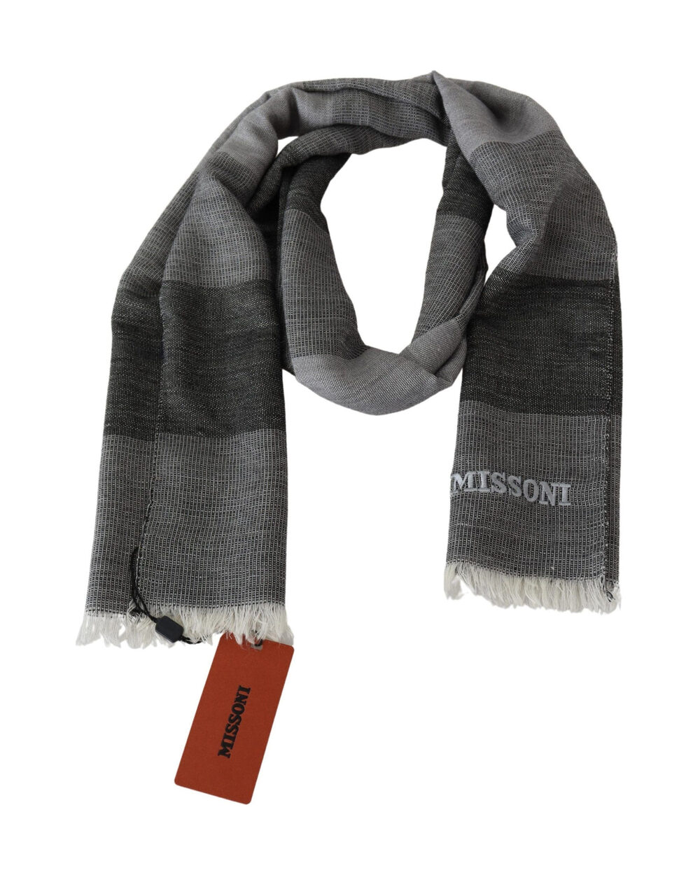 Missoni Striped Wool Scarf (Gray)