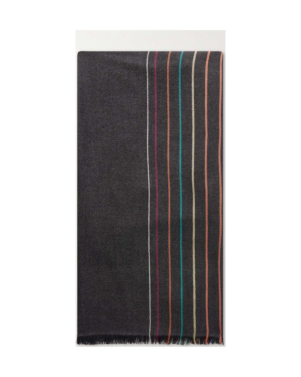 Paul Smith Fringed Striped Wool and Silk-Blend Scarf (Black)