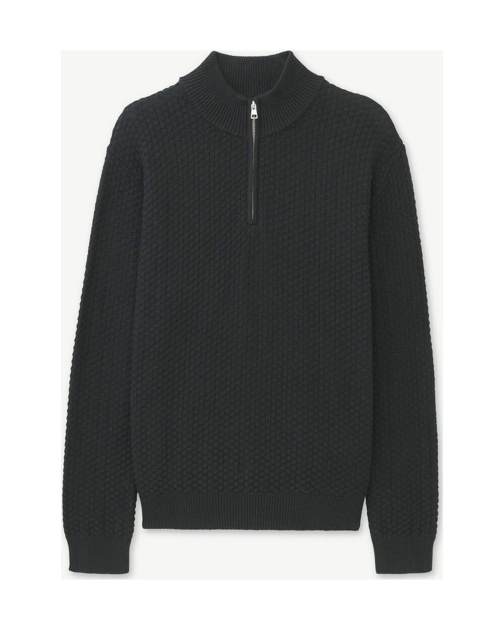 NAADAM Cotton Cashmere Textured Quarter Zip (Black)