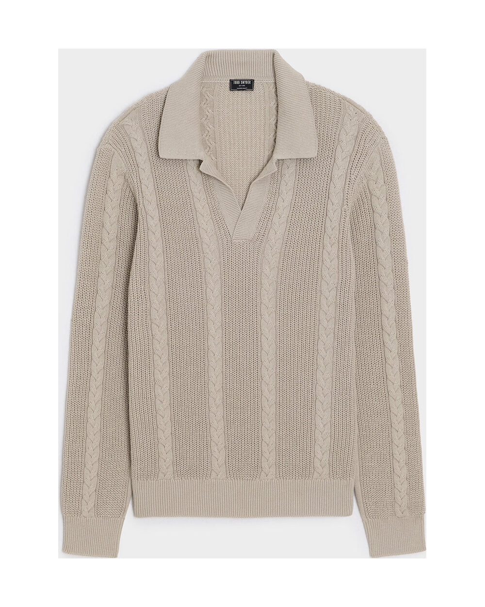 Todd Snyder Beechwood Cable Knit Sweater Polo (Stone)