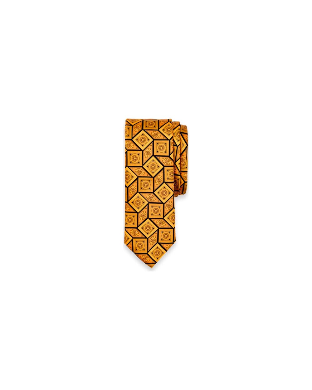 Paul Fredrick Medallion Italian Printed Silk Tie, Orange